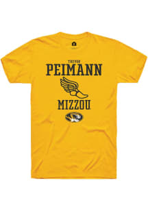 Trevor Peimann  Missouri Tigers Gold Rally NIL Sport Icon Track Short Sleeve T Shirt