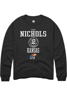 S'Mya Nichols  Rally Kansas Jayhawks Mens Black NIL Sport Icon Long Sleeve Crew Sweatshirt