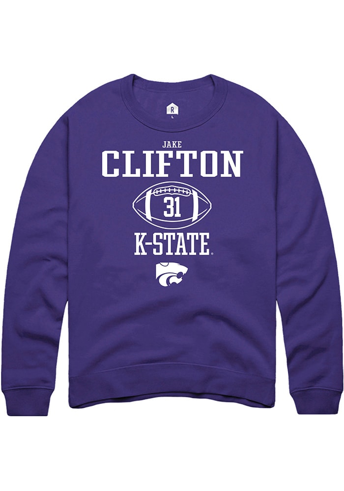 Jake Clifton Rally K-State Wildcats Mens Purple NIL Sport Icon Long Sleeve Crew Sweatshirt