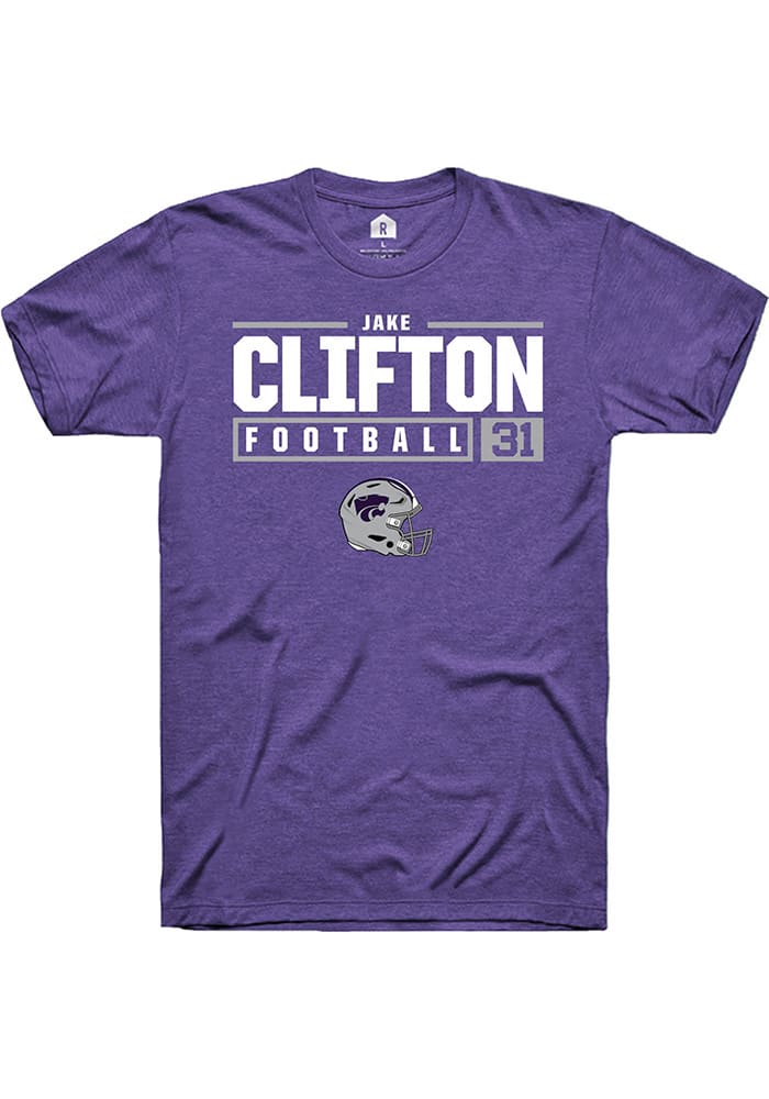 Jake Clifton K-State Wildcats Purple Rally NIL Stacked Box Short Sleeve T Shirt
