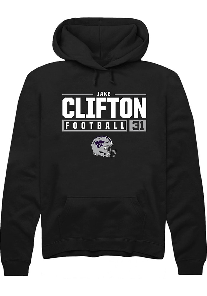 Jake Clifton Rally K-State Wildcats Mens Black NIL Stacked Box Long Sleeve Hoodie