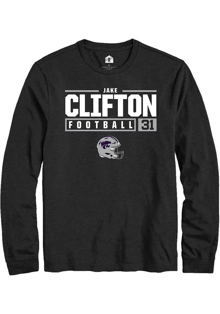 Jake Clifton K-State Wildcats Black Rally NIL Stacked Box Long Sleeve T Shirt