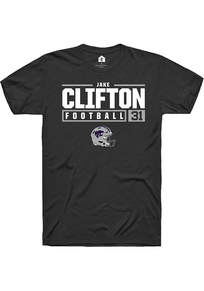 Jake Clifton K-State Wildcats Black Rally NIL Stacked Box Short Sleeve T Shirt