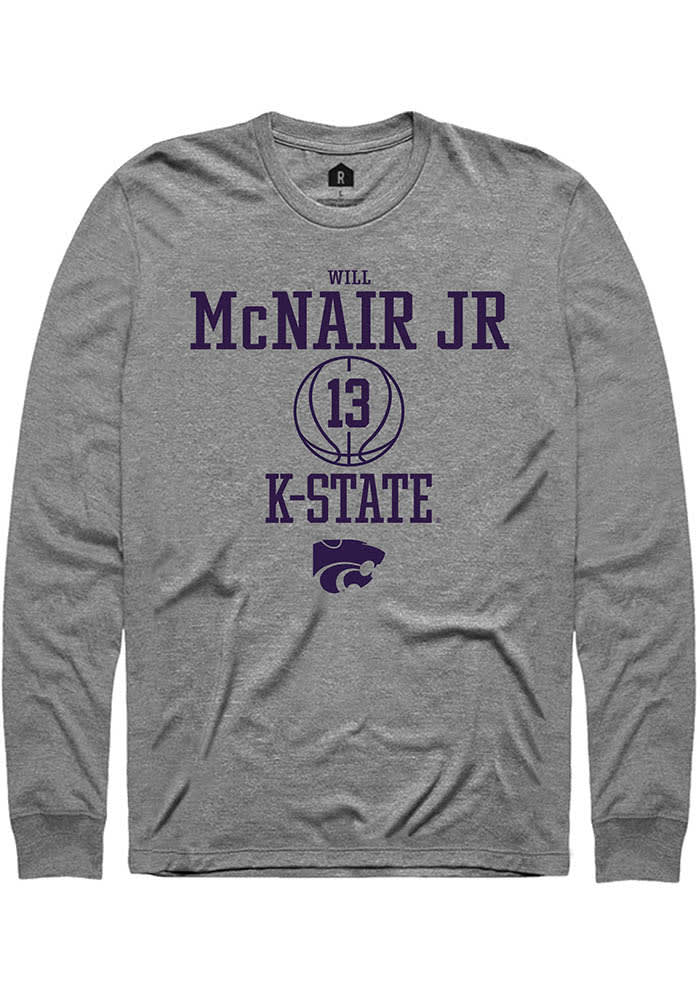 Will McNair Jr. K-State Wildcats Grey Rally NIL Sport Icon Long Sleeve T Shirt