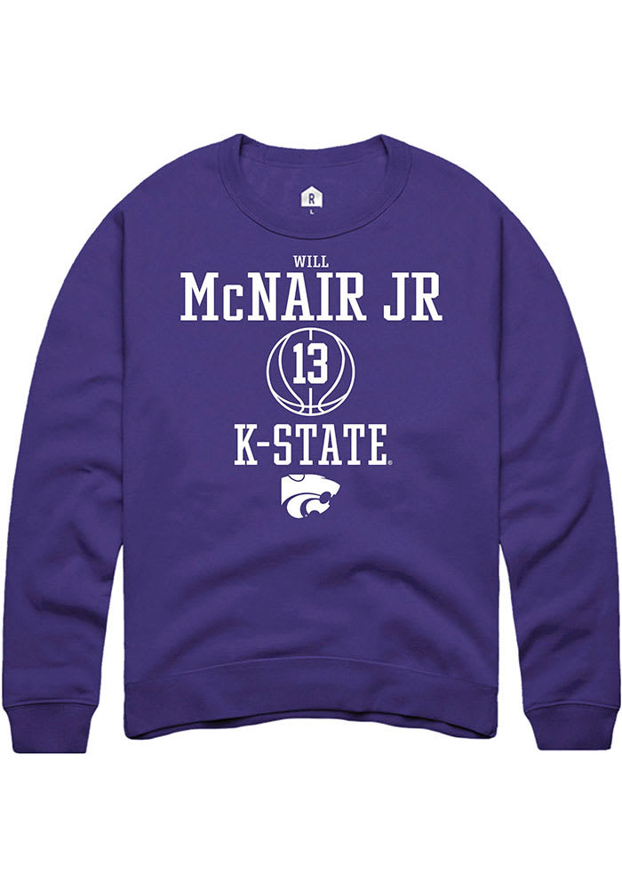 Will McNair Jr. Rally K-State Wildcats Mens Purple NIL Sport Icon Long Sleeve Crew Sweatshirt
