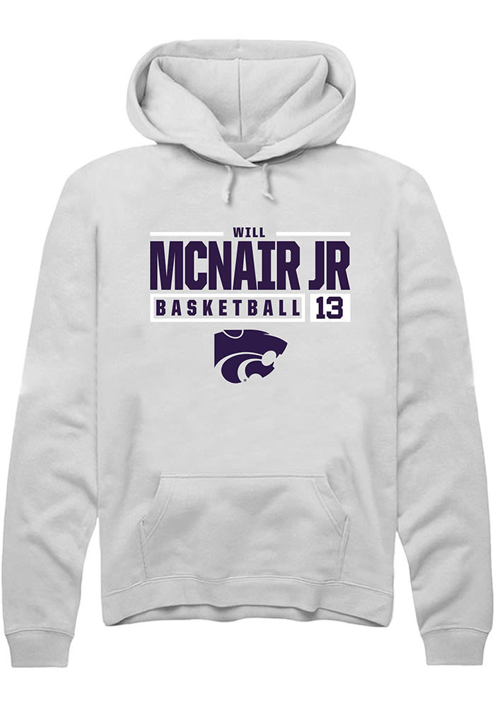 Will McNair Jr. Rally K-State Wildcats Mens White NIL Stacked Box Long Sleeve Hoodie