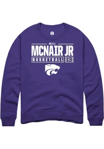 Will McNair Jr.  Rally K-State Wildcats Mens Purple NIL Stacked Box Long Sleeve Crew Sweatshirt