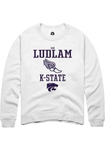 Ian Ludlam Rally Mens White K-State Wildcats NIL Sport Icon Crew Sweatshirt