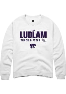 Ian Ludlam Rally Mens White K-State Wildcats NIL Stacked Box Crew Sweatshirt