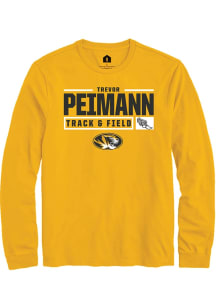 Trevor Peimann  Missouri Tigers Gold Rally NIL Stacked Box Track Long Sleeve T Shirt