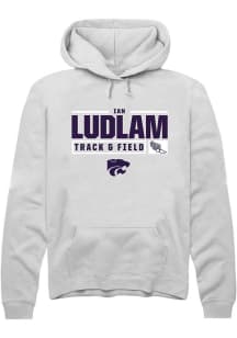 Ian Ludlam Rally Mens White K-State Wildcats NIL Stacked Box Hooded Sweatshirt