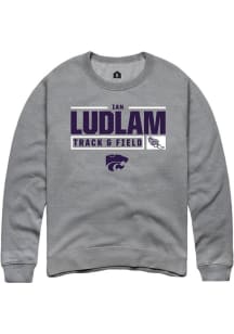 Ian Ludlam Rally Mens Graphite K-State Wildcats NIL Stacked Box Crew Sweatshirt