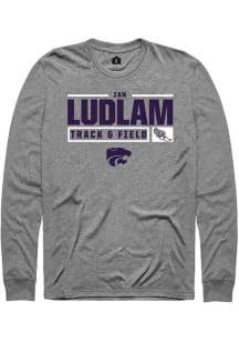 Ian Ludlam  K-State Wildcats Grey Rally NIL Stacked Box Long Sleeve T Shirt
