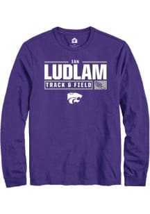 Ian Ludlam Rally Mens Purple K-State Wildcats NIL Stacked Box Tee