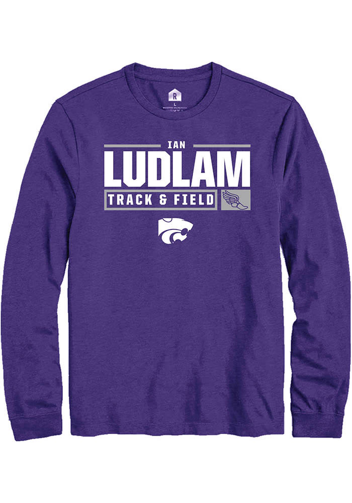 Ian Ludlam K-State Wildcats Purple Rally NIL Stacked Box Long Sleeve T Shirt