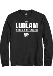 Ian Ludlam Rally Mens Black K-State Wildcats NIL Stacked Box Tee