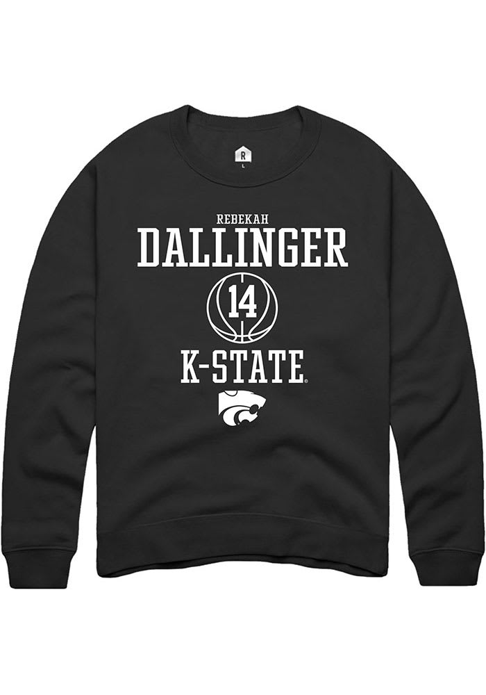 Rebekah Dallinger Rally K-State Wildcats Mens Black NIL Sport Icon Long Sleeve Crew Sweatshirt