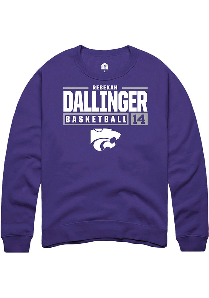 Rebekah Dallinger Rally K-State Wildcats Mens Purple NIL Stacked Box Long Sleeve Crew Sweatshirt