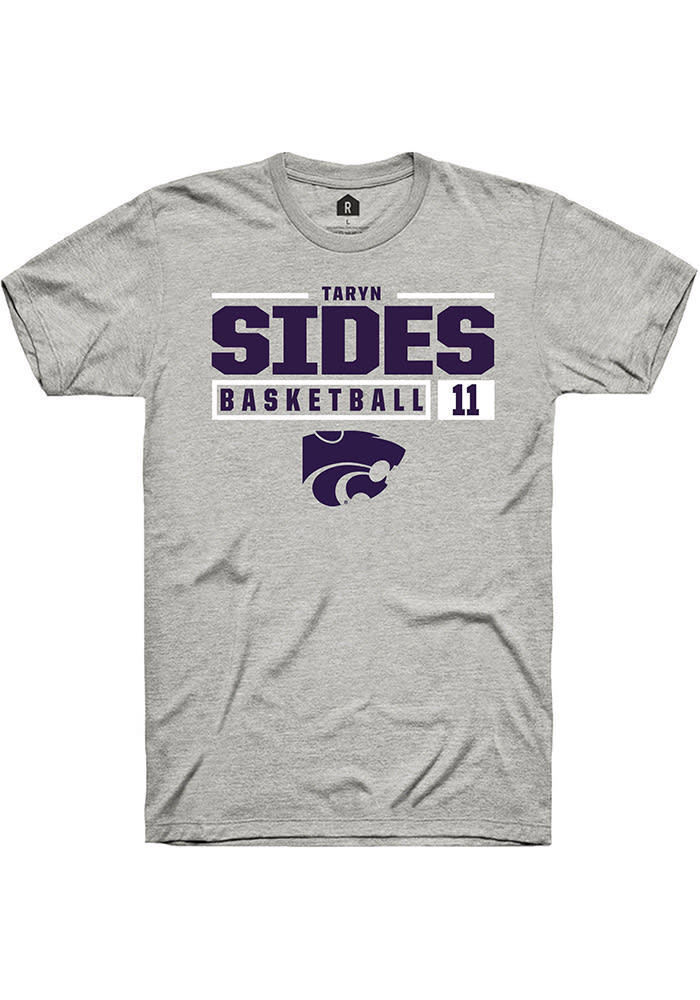 Taryn Sides K-State Wildcats Grey Rally NIL Stacked Box Short Sleeve T Shirt