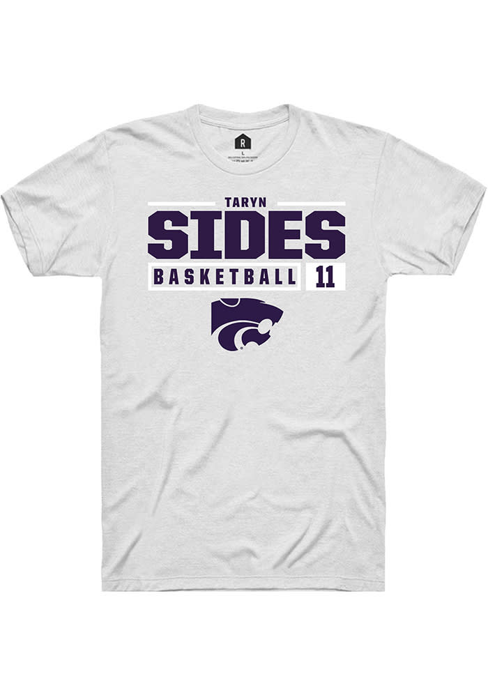 Taryn Sides K-State Wildcats White Rally NIL Stacked Box Short Sleeve T Shirt