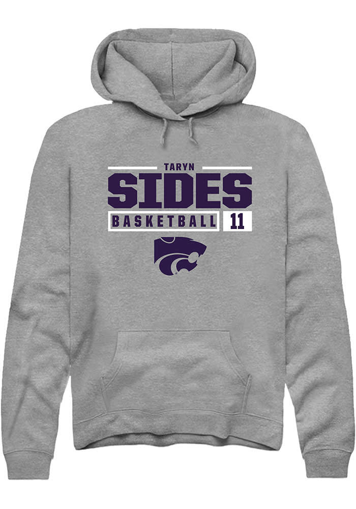 Taryn Sides Rally K-State Wildcats Mens Grey NIL Stacked Box Long Sleeve Hoodie