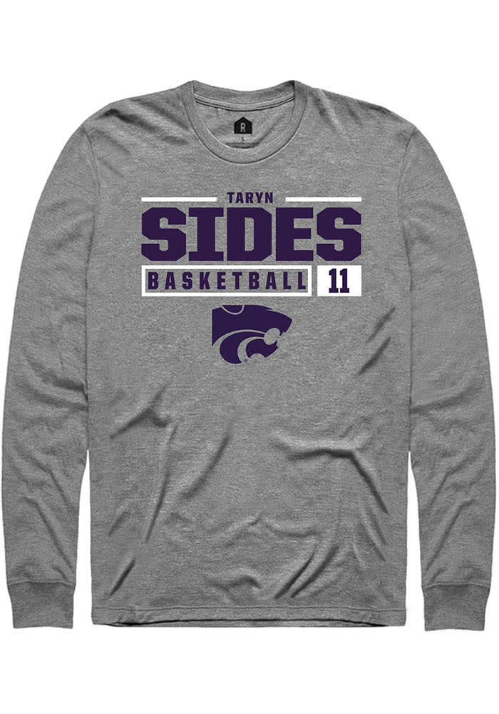 Taryn Sides K-State Wildcats Grey Rally NIL Stacked Box Long Sleeve T Shirt