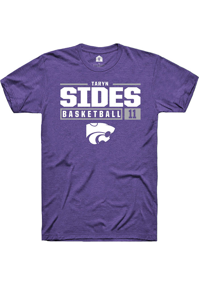 Taryn Sides K-State Wildcats Purple Rally NIL Stacked Box Short Sleeve T Shirt