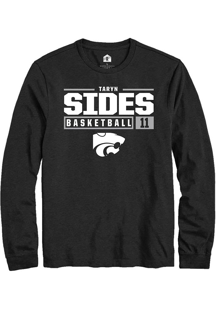 Taryn Sides K-State Wildcats Black Rally NIL Stacked Box Long Sleeve T Shirt