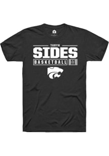 Taryn Sides  K-State Wildcats Black Rally NIL Stacked Box Short Sleeve T Shirt