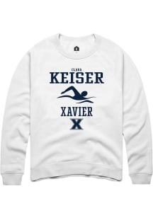 Clara Keiser  Rally Xavier Musketeers Mens White NIL Sport Icon Long Sleeve Crew Sweatshirt