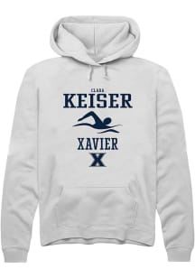 Clara Keiser  Rally Xavier Musketeers Mens White NIL Sport Icon Long Sleeve Hoodie