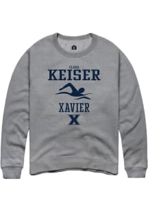 Clara Keiser  Rally Xavier Musketeers Mens Grey NIL Sport Icon Long Sleeve Crew Sweatshirt