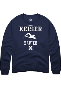 Clara Keiser  Rally Xavier Musketeers Mens Navy Blue NIL Sport Icon Long Sleeve Crew Sweatshirt