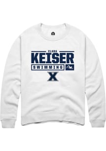 Clara Keiser  Rally Xavier Musketeers Mens White NIL Stacked Box Long Sleeve Crew Sweatshirt