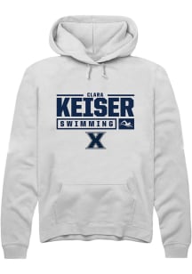 Clara Keiser  Rally Xavier Musketeers Mens White NIL Stacked Box Long Sleeve Hoodie