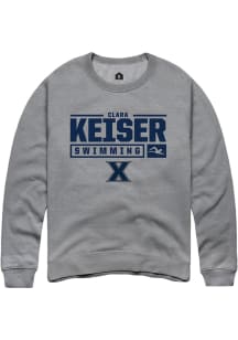 Clara Keiser  Rally Xavier Musketeers Mens Grey NIL Stacked Box Long Sleeve Crew Sweatshirt