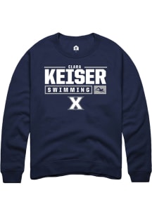 Clara Keiser  Rally Xavier Musketeers Mens Navy Blue NIL Stacked Box Long Sleeve Crew Sweatshirt