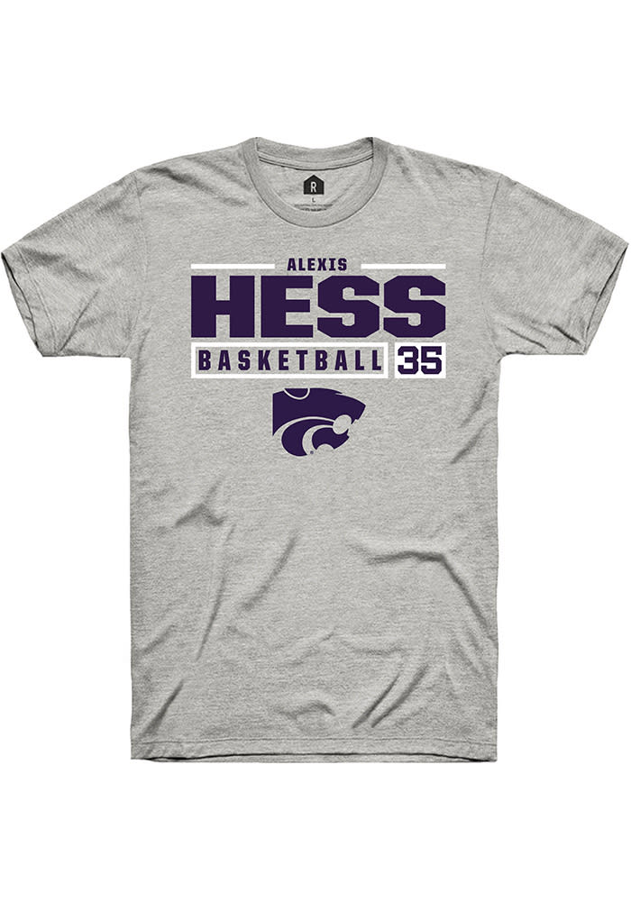 Alexis Hess K-State Wildcats Grey Rally NIL Stacked Box Short Sleeve T Shirt