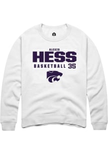 Alexis Hess Rally Mens White K-State Wildcats NIL Stacked Box Crew Sweatshirt