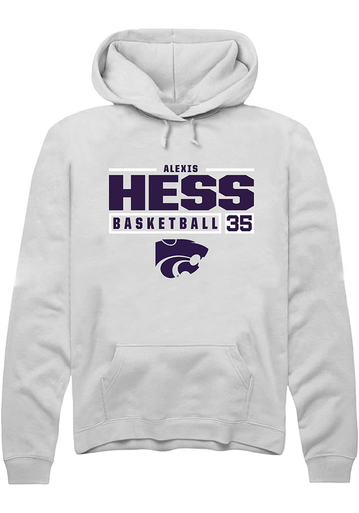 Alexis Hess Rally K-State Wildcats Mens White NIL Stacked Box Long Sleeve Hoodie