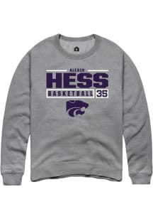 Alexis Hess Rally Mens Graphite K-State Wildcats NIL Stacked Box Crew Sweatshirt