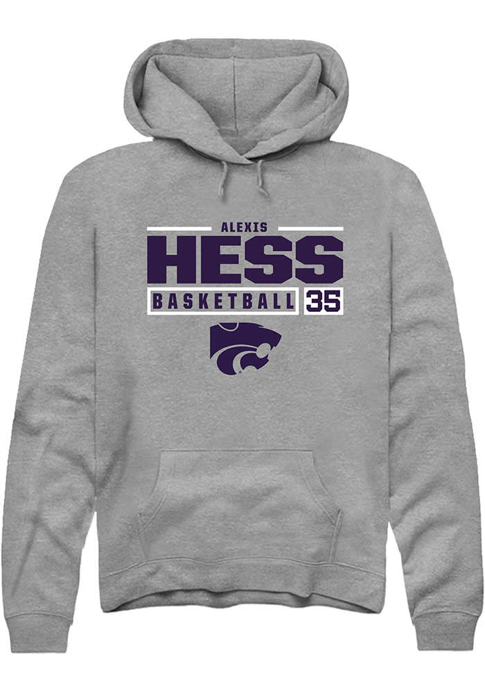 Alexis Hess Rally K-State Wildcats Mens Grey NIL Stacked Box Long Sleeve Hoodie