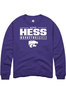 Alexis Hess Rally Mens Purple K-State Wildcats NIL Stacked Box Crew Sweatshirt