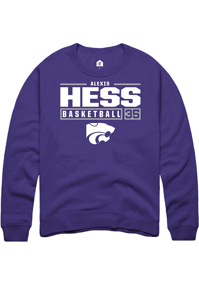 Alexis Hess Rally K-State Wildcats Mens Purple NIL Stacked Box Long Sleeve Crew Sweatshirt