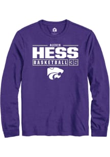 Alexis Hess Rally Mens Purple K-State Wildcats NIL Stacked Box Tee