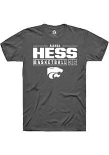 Alexis Hess Dark Grey K-State Wildcats NIL Stacked Box Short Sleeve T Shirt