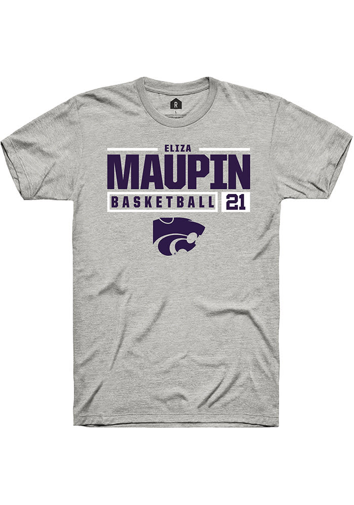 Eliza Maupin K-State Wildcats Grey Rally NIL Stacked Box Short Sleeve T Shirt