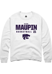 Eliza Maupin Rally Mens White K-State Wildcats NIL Stacked Box Crew Sweatshirt