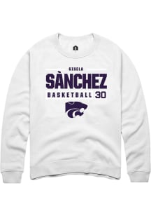 Gisela Sánchez Rally Mens White K-State Wildcats NIL Stacked Box Crew Sweatshirt