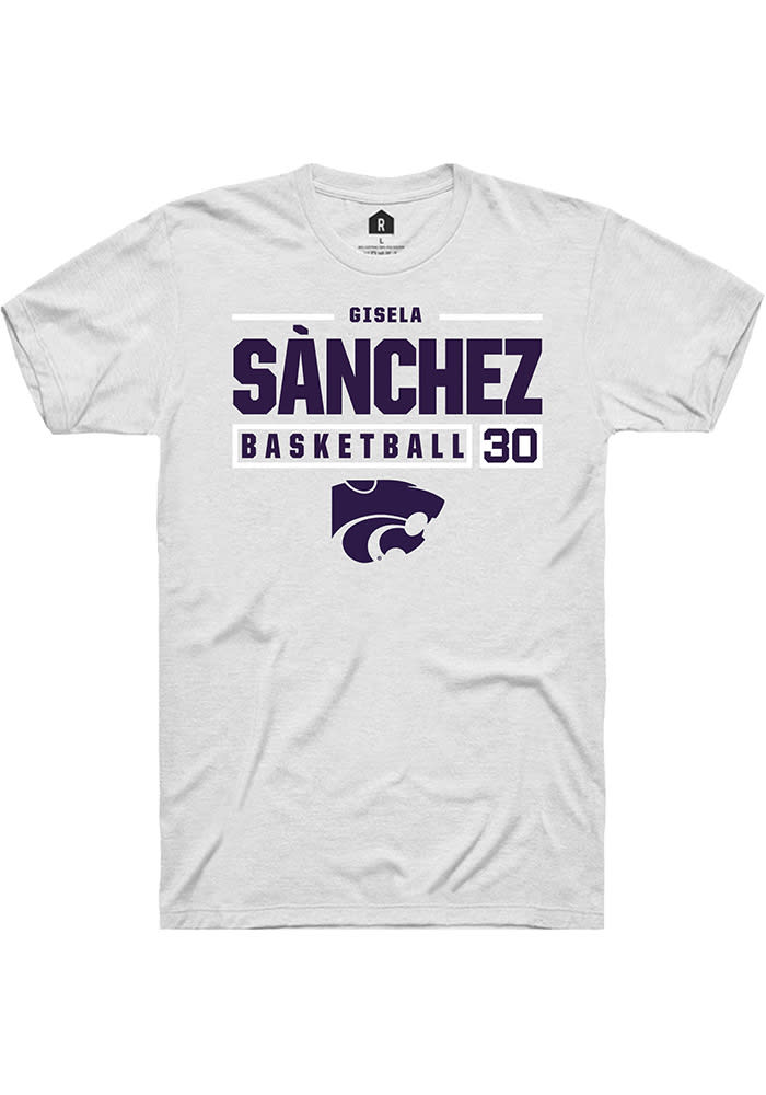 Gisela Sánchez K-State Wildcats White Rally NIL Stacked Box Short Sleeve T Shirt